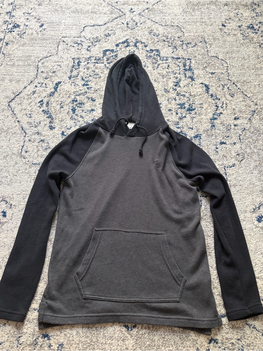 Abercrombie & Fitch Two-Tone Charcoal and Black Hooded Pullover